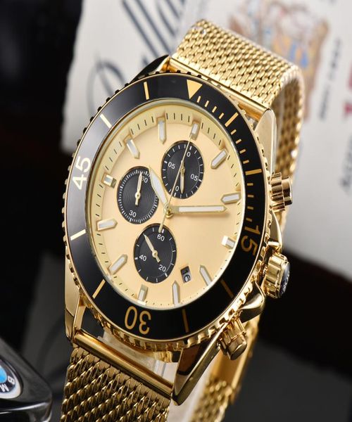 New Style Gold e prata aço inoxidável Men039s Watch Men039S Designer Casual Watch Sports Men039S Quartz Watc5694692