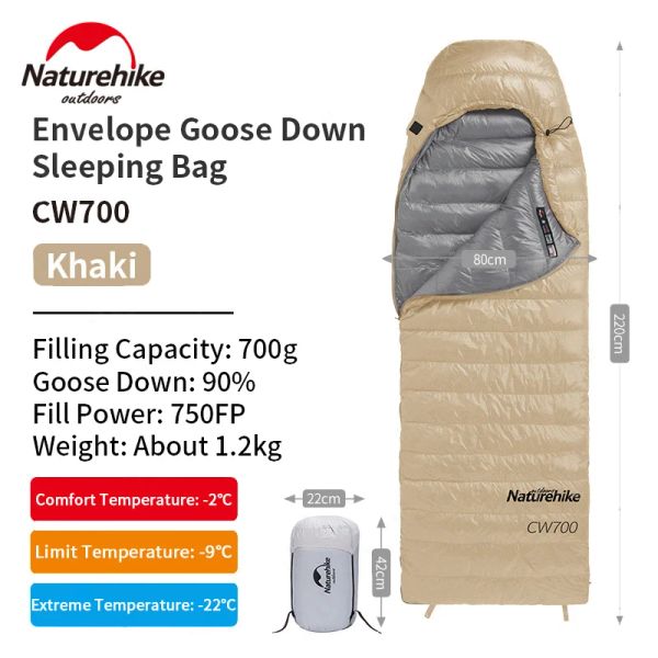 Ausrüstung Naturhike Ultraleicht 90% weißer Gans Down Sleeping Bag 20d Nylon Camping im Freien Wanderwinter Winter verdickter wasserdicht 550FP/750FP