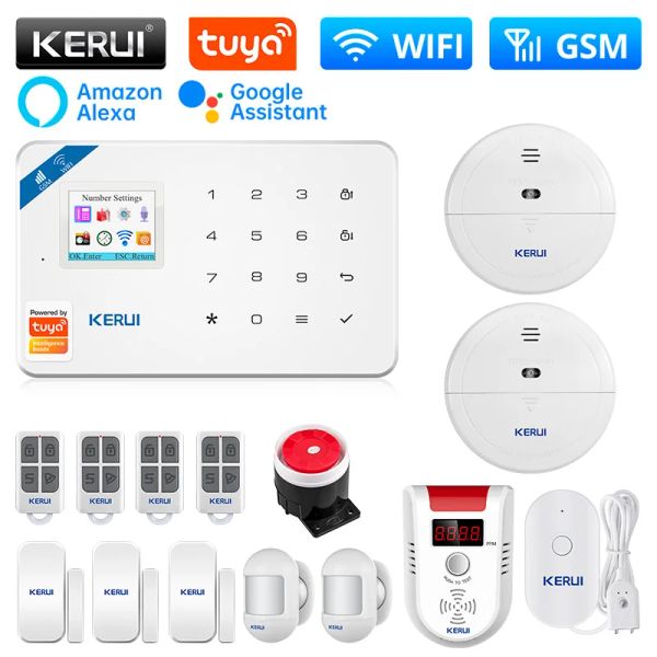 Kits kerui wireless tuya app sim lar alarme ladrão de segurança wi -fi gsm kit de sensor de alarme russo, espanhol e francês idioma