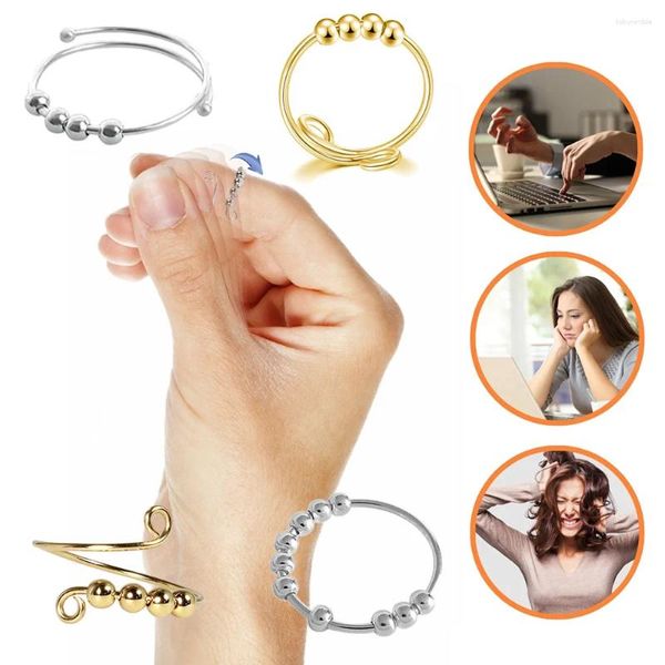 Clusterringe zappeln Perlen Angst Ringkugeln Spinner für Frauen einzelner Spirale Spiralspirale frei Anti -Stress -Jewelly rotieren