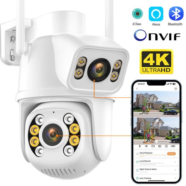 Камеры Wi -Fi IP -камера 8MP 4K Duallens Ptz Camera Camera DeTect 4MP Security Cctv Camera Night Vision Outdoor Video Supriallance Icsee