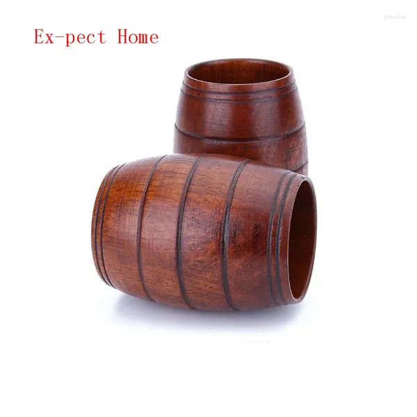 Tumbler 50pcs/Los Holzbauchbier-Tasse Holz geschnitzt klassisch Tee umweltfreundliche Getränkeküchenbar Accessoires