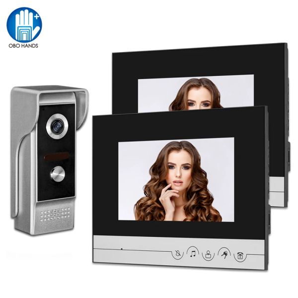 Webcams Neues Wired Video Intercom System Video Türklingeltür 7 -Zoll -Farbbildschirm Monitor 700TVL wasserdichte Outdoor -Kamera für Zuhause