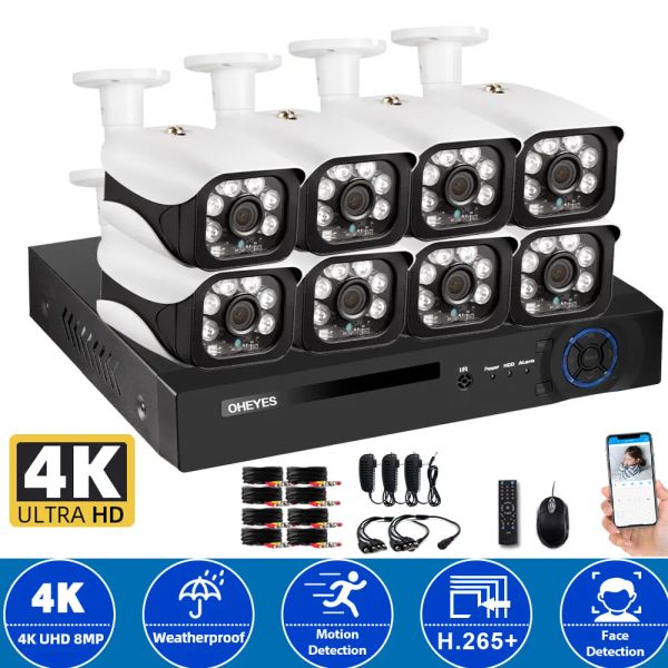 Sistema H.265 Sistema de câmeras de segurança CCTV 4K 8CH AHD DVR KIT OUTRO