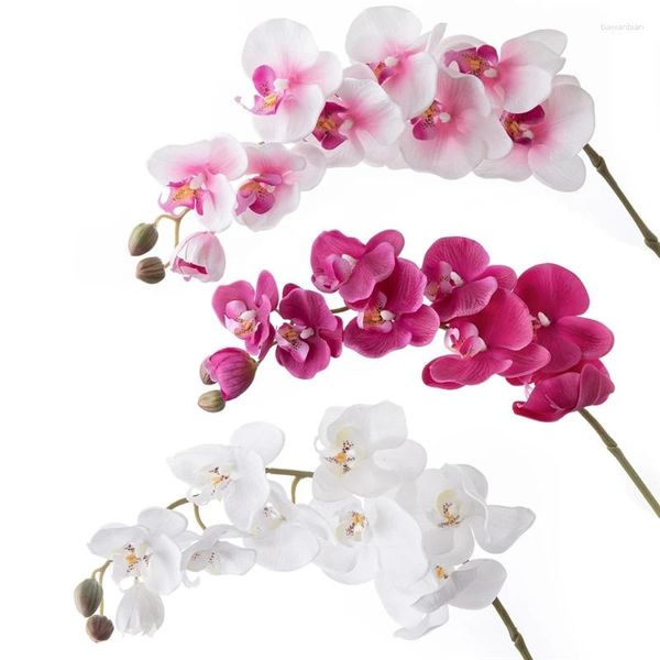 Flores decorativas Orquídeas largas orquídeas artificiais textura pegajosa para simulação de decoração de casa Planta wenxin