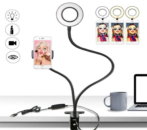 Modos 3Light 10 Níveis Ajuste do brilho Uso no YouTube Facebook Twitter Chat online Makeup Selfie Ring Light com telefone Hold9205851