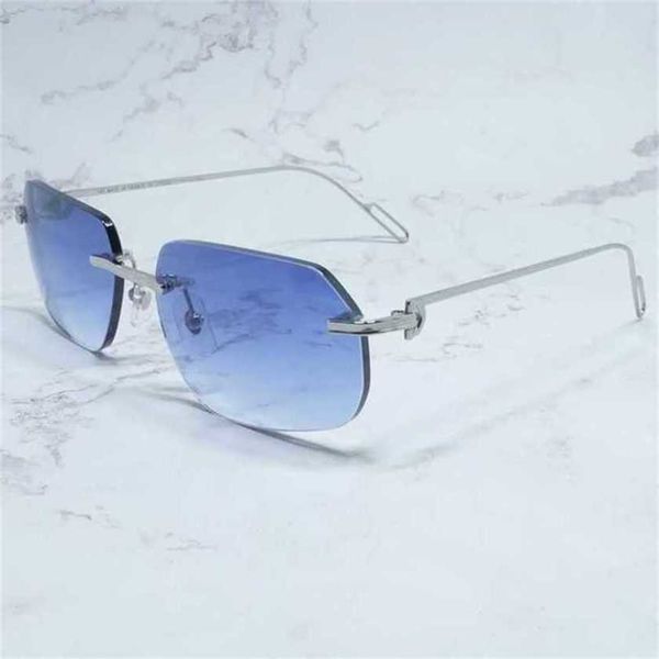 Neue Designerin Sonnenbrille Männer Luxusdesignerin Frauen Sonnenbrillen Metal Männer Randless Vintage Gläses Schatten Brillen Dessinger Marke Schutz der Dekoration Trend