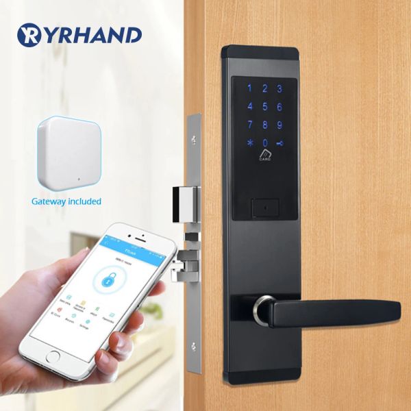 Bloquear a segurança da porta eletrônica App Wifi Smart Lock Código digital Teclado Deadbolt Bluetooth Lock com gateway