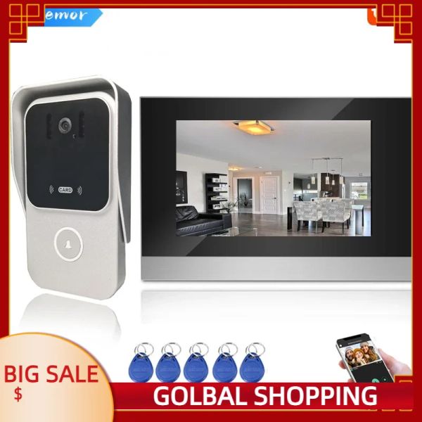 Intercom 7 -Zoll Tuya WiFi Intercom Single Monitor Apartment Building Wireless Smart Video Door Telefon für Villa House Entry Security