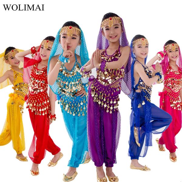 Kinder Bauchtanzkostüm Carnaval Ägypten Anzug Belt Kids India Dancing Wear Girls Bollywood Performance Bellydance Stoff Set 240401