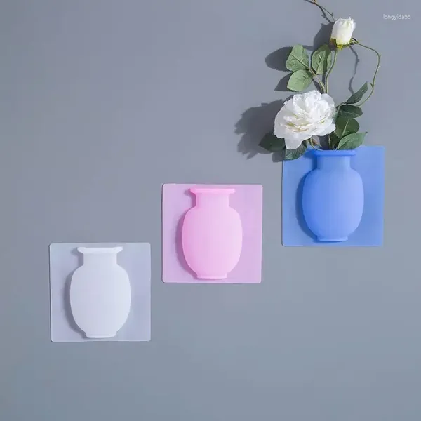 Vasen kreative magische Vase weiche Wand Hängende Badezimmer Kühlschrank Aufkleber Flaschen Wasserkultur Blume Silikon