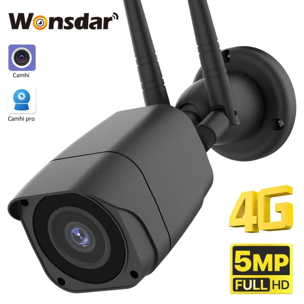 Kameras 4G SIM -Karten -IP -Kamera 5MP HD GSM -Kugel -Überwachungs -Überwachungskamera Outdoor Metal Hülle WiFi -Kamera Überwachung CCTV P2P Onvif Camhi App