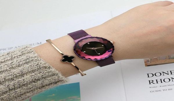 Fashion Designers Guarda Internet Celebrity Same Style Magnet Woven Mesh Belt Womens Watch Polygon Mirror Woman Owatch Casual2892190