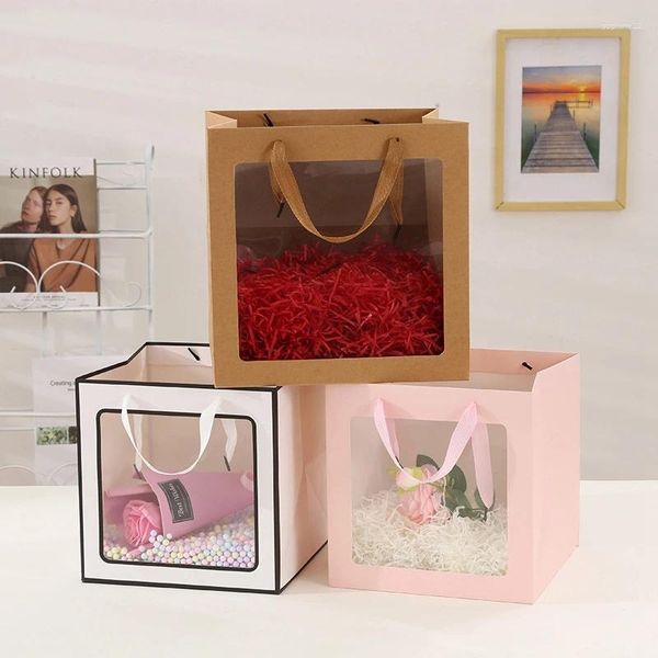 Подарочная упаковка портативная сумка для печенья с окнами для покупки шарф на день рождения сумки на день рождения упаковывать коробки для тортов свадебный декор
