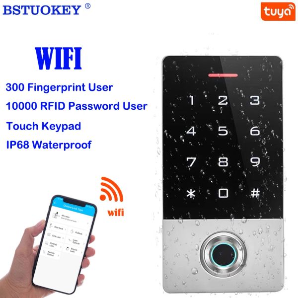 Kits WiFi Tuya App Smart Door Lock Backlight Metal Touch Tastatur Fingerabdruck 125kHz RFID -Kartenzugriffskontrollsystem 10000 Benutzer