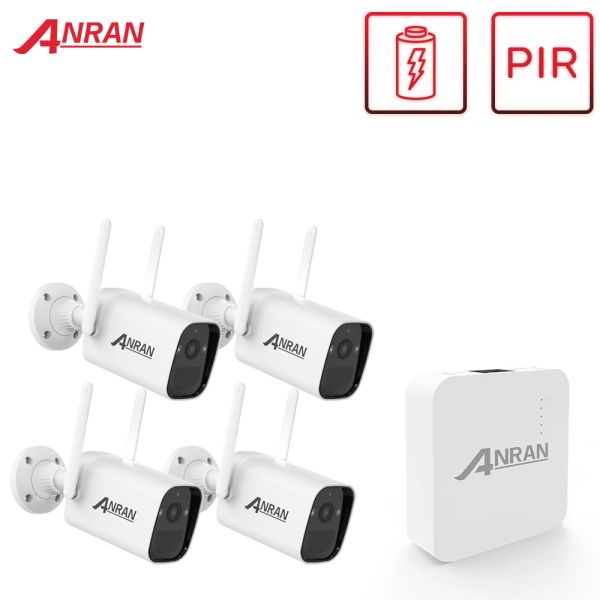 Sistem Anran 3MP Güneş Paneli Kablosuz Pil Kamera Kiti PIR Akıllı Algılama Gözetim Telsiz Güvenlik Kamera Sistemi WiFi NVR SET