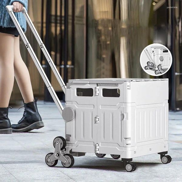 Stume da stoccaggio 50L Portable Grocery Box Carrello Lightweight Shopping Shopping Capacity con 8 ruota universale per il viaggio