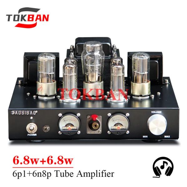 Amplificatore tokban 6p1 tubo vuoto amplificatore cuffia amplificatore 6.8w*2 ad alta potenza a basso rumore vu metro suono caldo dolce classe a audio amplificatore