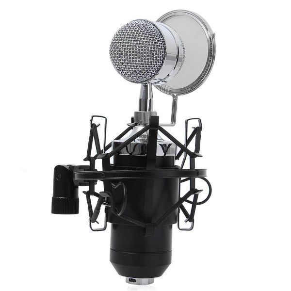 Microfones Wired Sound Studio Recording Condenser Microfone de 3,5 mm MIC STEREO com suporte para o computador