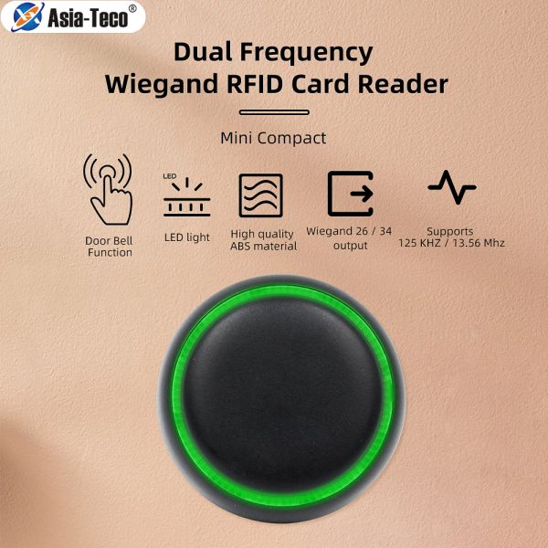 Leser Mini Dual Frequency Card Reader RFID 125 kHz und 13,56 MHz Wiegand 26/34 Ausgabe Access Access Control System Card Reader mit Türklingeln