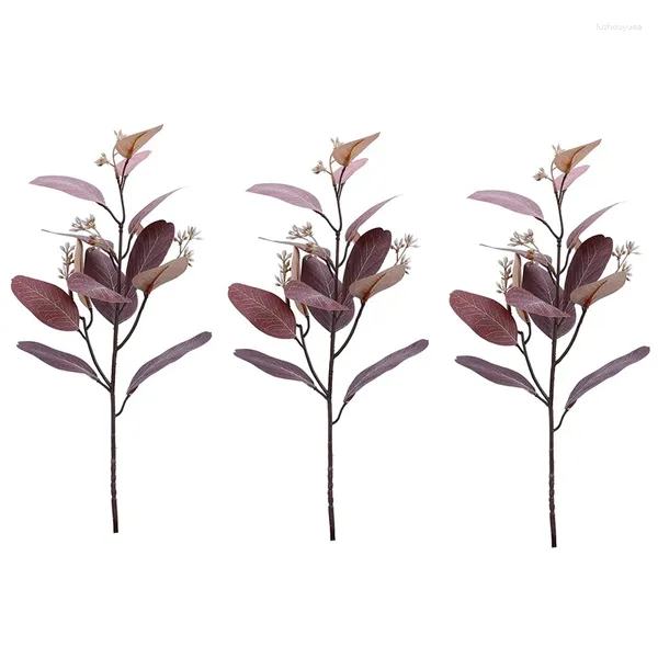 Dekorative Blumen 6 Pack gemischte Farbe künstlicher Eukalyptus Blätter grünes Dekor für Hochzeitsstrauß Geburtstagsfeier Home DIY Wrader