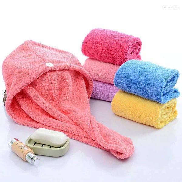 Asciugamani asciugamani morbidi in microfibra di tappi per capelli a secco rapido solido Lady doccia cappelli da bagno turbante