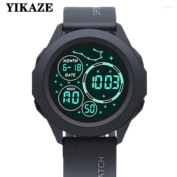 Armbanduhren Yikaze Sport Watch Herren Digital Uhren Starry Man Sport Wasserdes multifunktionaler Uhr Outdoor -LED Elektronisch elektronisch