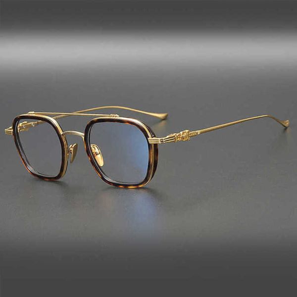 2024 Erkekler Lüks Tasarımcı Kadın Güneş Gözlüğü Japon El yapımı Plaka İçbükey Şekli Küçük Gözlükler Çerçeve Erkekler Kadınlar Yuvarlak Kabuk Renk Eşleştirme Derecesi Miyopi