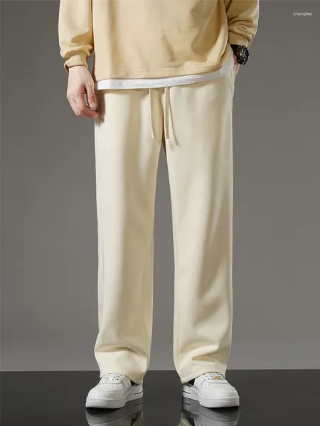 Erkek pantolon bahar sonbahar erkek eşofmanlar Kore moda spor giyim çizgisi geniş bacak düz bacak pamuklu rahat gevşek pantolon