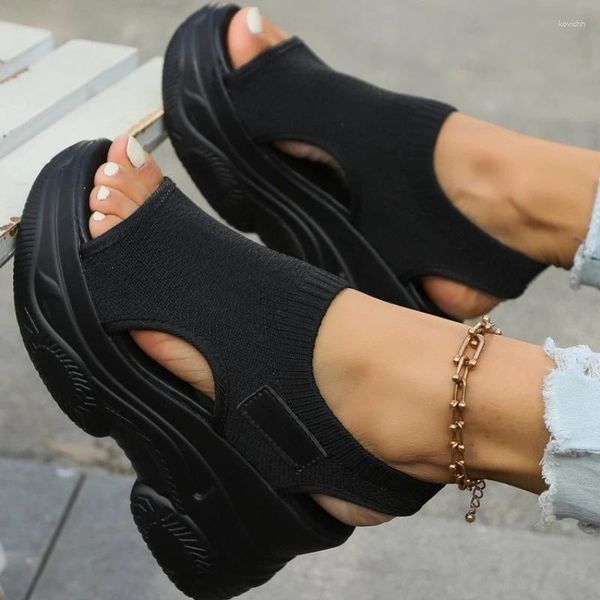 Scarpe eleganti 2024 Summer Women Sandals Casual Sandalie a gancio con sola con sola spessa tessitura aperta per Zapatos Mujer