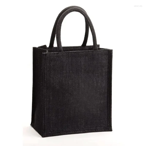 Bolsas de armazenamento Jute Hand com o suporte da cor preto para compras de viagem