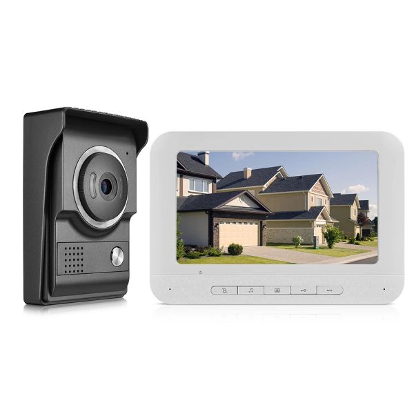 Intercom 7inch Video Tür Telefontürklingel Intercomtftlcd Color Screen Nachtsicht wasserdichtem Entsperren Monitor für Home Apartment Villa