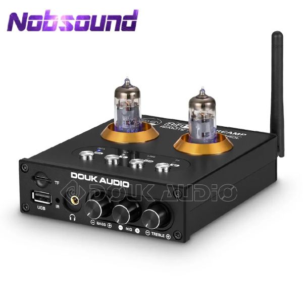 Amplificador Nobsound Mini Bluetooth 5.0 Vacuum Tube Pré -amplificador HiFi Receptor estéreo USB Player Audio Headphone Amplifier