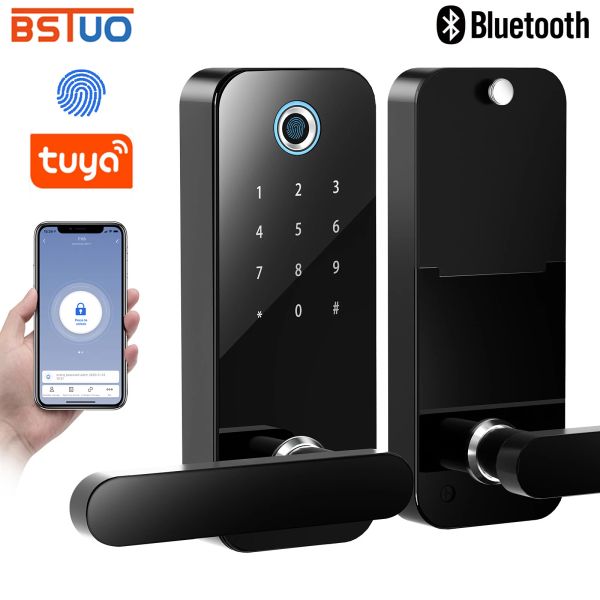 Bloquear Tuya Bluetooth Electronic Smart Door Lock com impressão digital biométrica/senha/key desbloqueio/tuya app remote desbloqueio