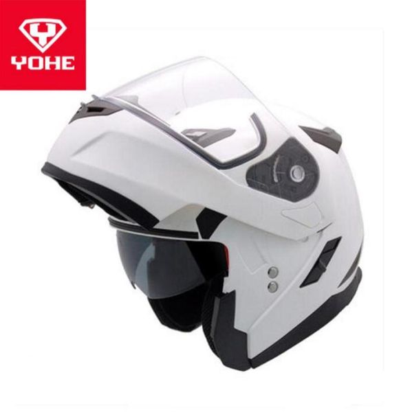 2019 New Yohe UnderRape Face Motorcycle Capacete YH953 Lente dupla flip os capacetes de moto feitos de lente ABS PC Visor7376283