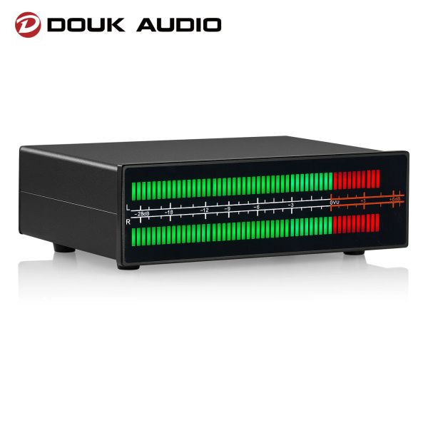 Verstärker Douk Audio Dual Channel LED Sound Level Meter Mic+Line Music Spectrum Visualizer Display Stereo Audio Splitter 3.5mm/RCA -Adapter