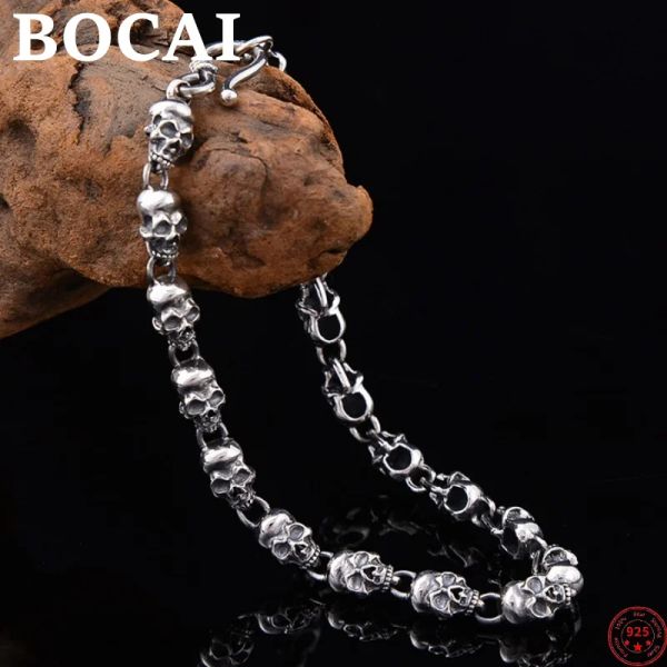 Armreifen Bocai S925 Sterling Silber Armband für Männer Frauen 2022 Neue Mode Skullchain Hand String reiner Argentum Punkschmuck