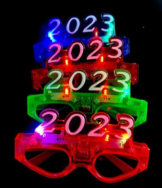 LED Toys LED iluminado 2023 copos brilhando óculos piscando rave Shutter Shutter Tons óculos para o ano novo Kids Adults Tames4679478