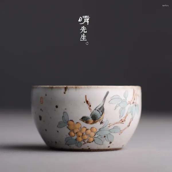 Tumbler Jingdezhen Keramiköder Wechseln Glaze Blume Vogel Tee Tasse reines Handbuch Custom Master Single