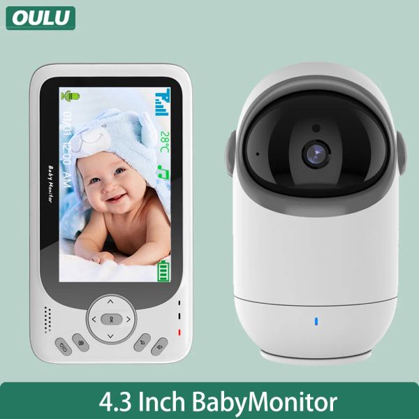 Мониторы мониторов беспроводной видео -монитор Oulu 4,3 дюйма с дистанционным наклоном камеры двухсторонний разговор Auto Night Vision. Обзор безопасности детей.