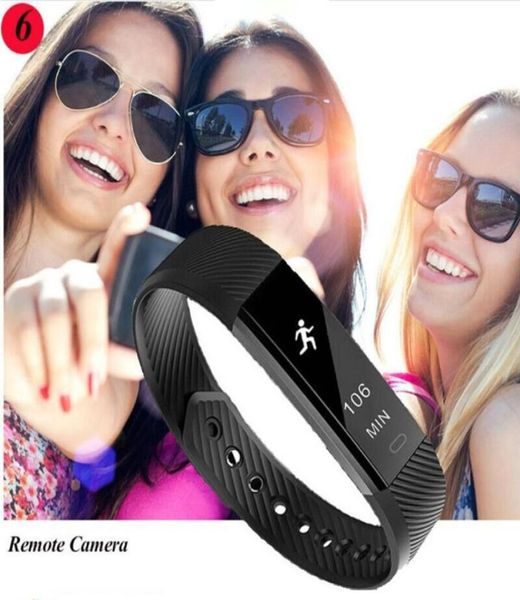 Novo ID1 de chegada Rastreador de fitness Pedômetro de pulseira inteligente Banda Freqüência cardíaca Monitor de pressão arterial Smart Wrist Watc8886246