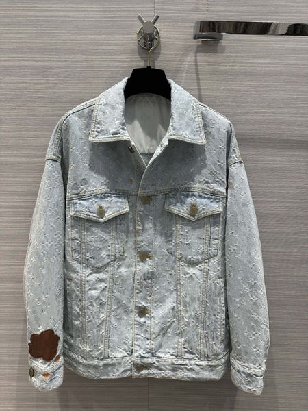 Milan Runway Jackets 2024 Neuer Frühlings-Herbst-Revers-Nacken Langarm Tops Marke Same Style Coats Frauendesigner Außenbekleidung 0404-4