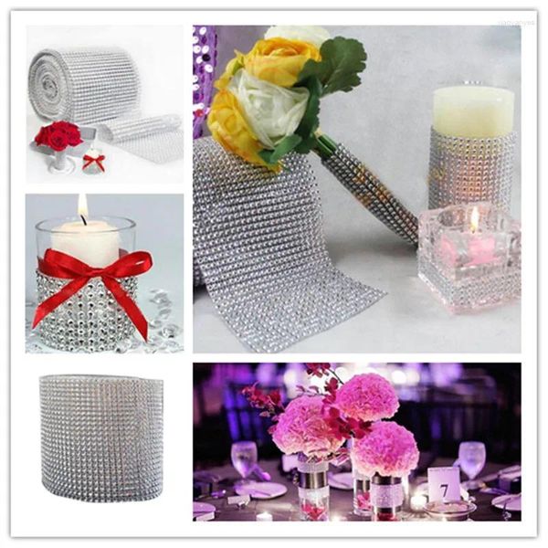 Dekorative Blumen DIY Strasskettenkette Diamond Mesh Blingtrim Hochzeitsdekor Bling Wickel Party Bandhandwerk für Vase Supplies 90 cm 12 cm