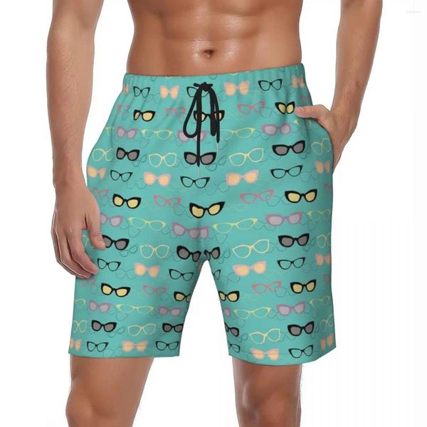 Herren -Shorts Brille Print Fitnessstudio Sommer 1950er technische Daten y2k lustige Strand Männer surfen bequeme Design -Stämme