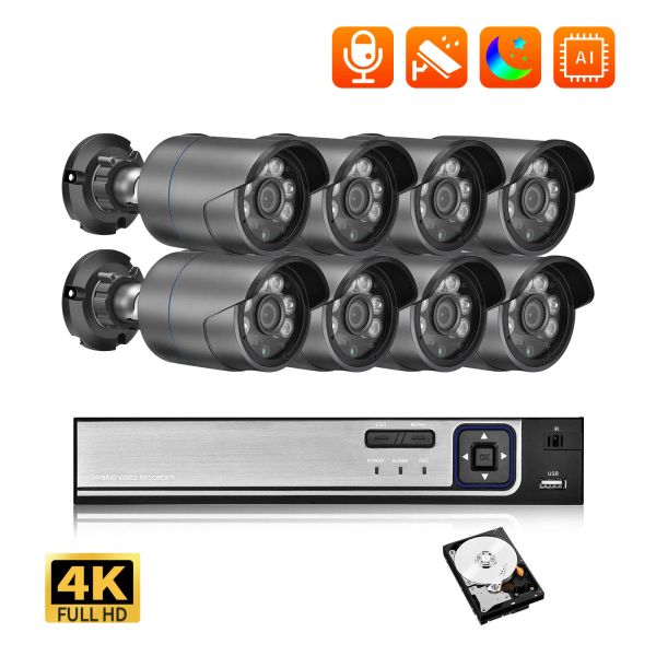 System Gadinan HD CCTV -System POE Outdoor wasserdicht 8Ch 4K 8 MP NVR H.265+ Farb Nachtsichtssicherheitskamera Set