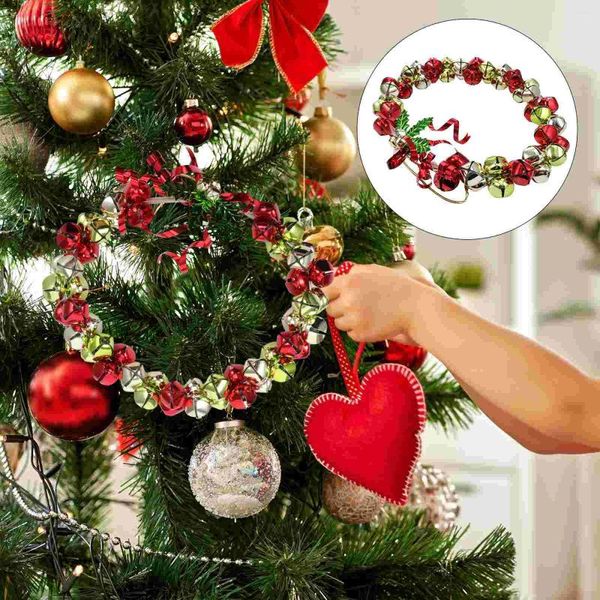 Flores decorativas Bell Small Bell Christmas Wreath Artificiales para cabides de porta metal