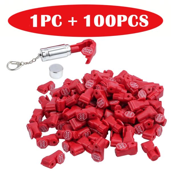 Sistema (100+1) PCS rosso 6 mm EAS Sicurezza Tag di arresto del blocco Visualizza di sicurezza Chiave Magnetic Detacher Magnetic Magnetic