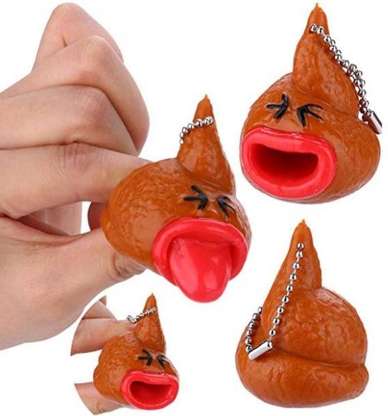 Finger Halloween Tongue Squeeze Keychain Toy New Creative Simulation Stool Pingente Children Adultos Vent Novel7984995