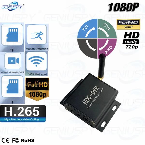 Recorder Geniuspy 1CH Mini AHD/TVI/CVI HDC DVR MDVR CAR Используйте камеру Wi -Fi Network H.265 Регистратор для камеры 720p/1080p