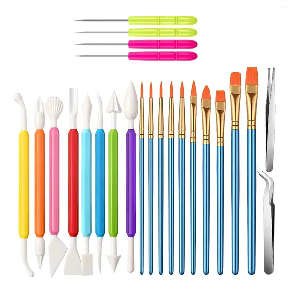 Backwerkzeuge 24 PCs Cookie Dekorationskit Fondant Cake Tool enthalten Dekoration Pinsel Rühren Nadelmodellierung Pweezer po col